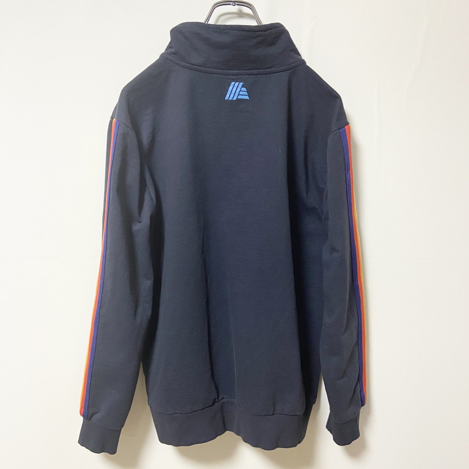 ALDI　長袖ハーフジップスウェット　トレーナー　ノームコア　シンプル　袖ライン　ネイビー　紺　秋冬服　古着