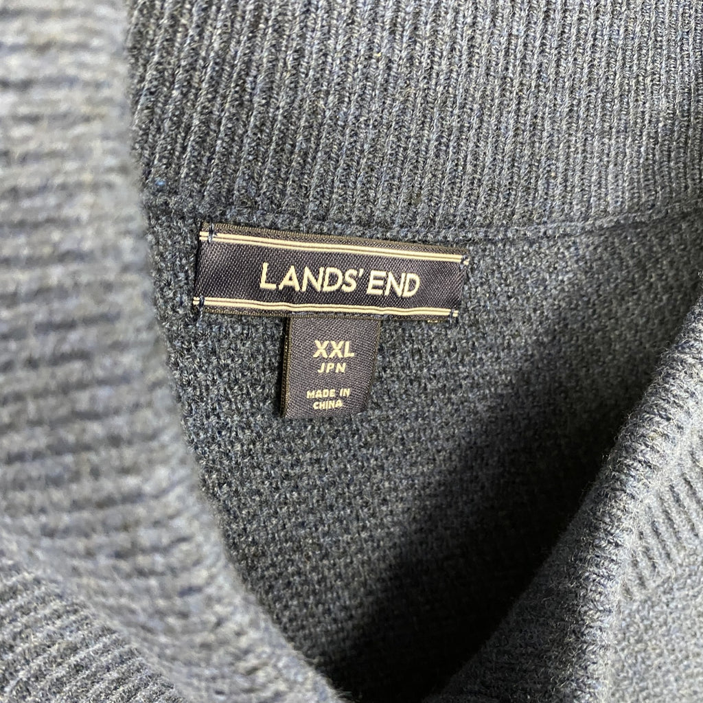 LANDS’END　ランズエンド　フルジップニットジャケット　紺　ネイビー　XLサイズ セーター ニットセーター レディース 古着