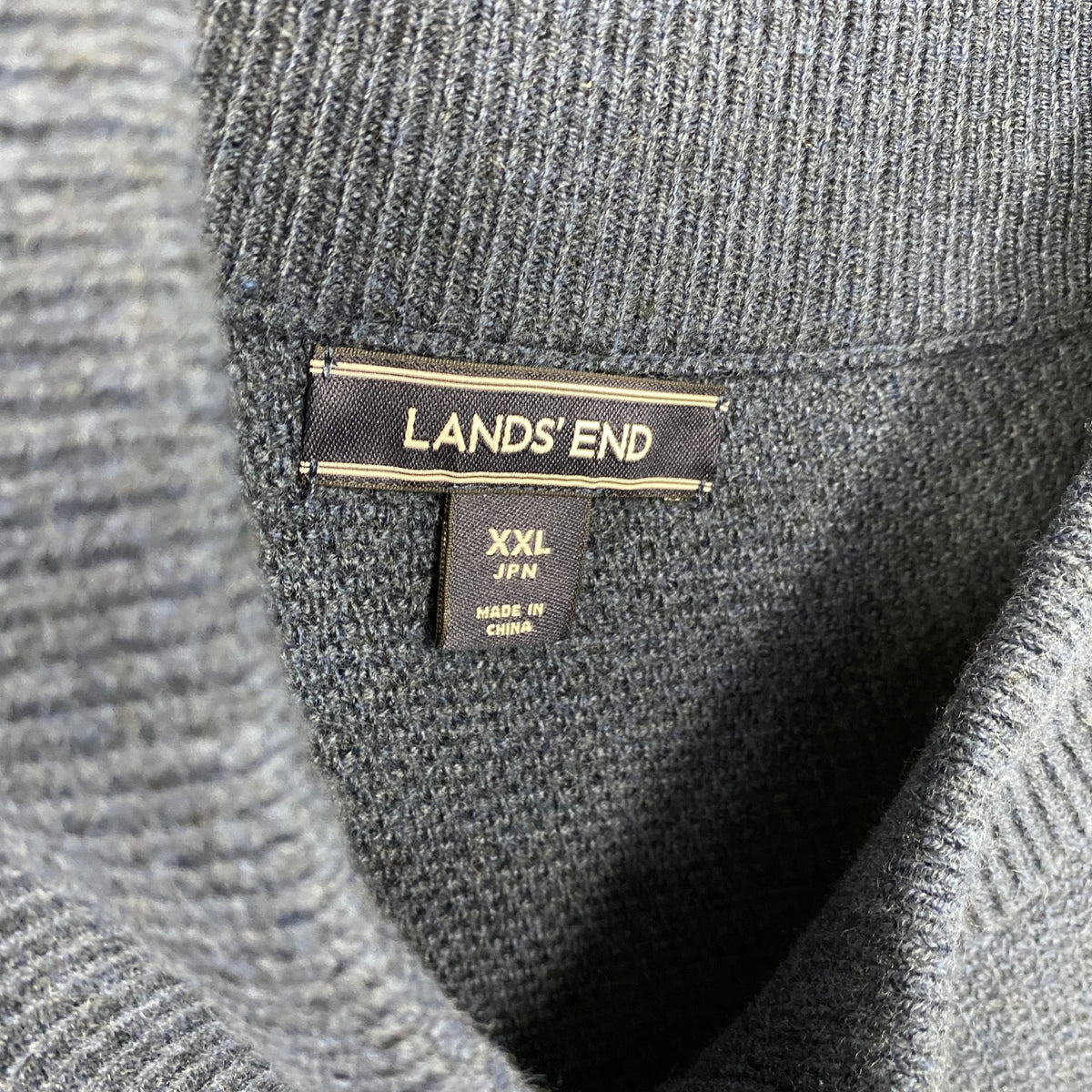 LANDS’END　ランズエンド　フルジップニットジャケット　紺　ネイビー　XLサイズ セーター ニットセーター レディース 古着