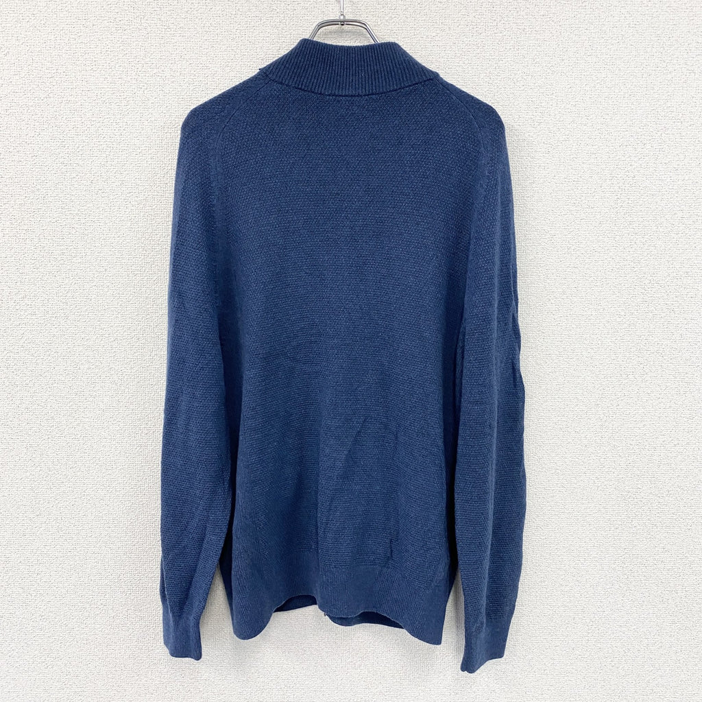 LANDS’END　ランズエンド　フルジップニットジャケット　紺　ネイビー　XLサイズ セーター ニットセーター レディース 古着