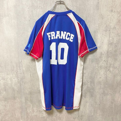 古着 used　AXELNEWS　半袖ゲームTシャツ　ラグラン袖　フランス　FRANCE　サッカー　スポーツ　青　ブルー　Lサイズ