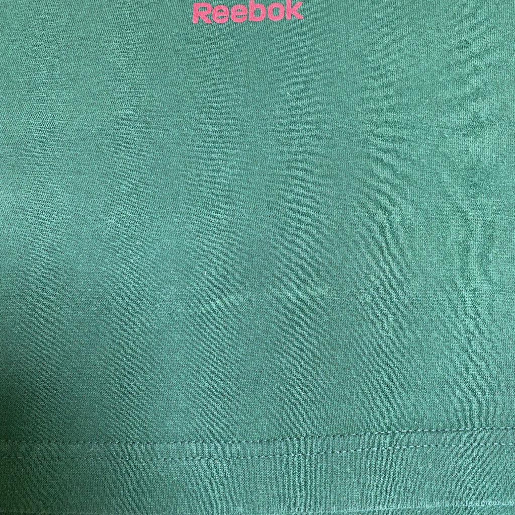 Reebok　リーボック　半袖プリントTシャツ　クルーネック　スポーティー　レトロデザイン　緑　グリーン　Mサイズ　古着