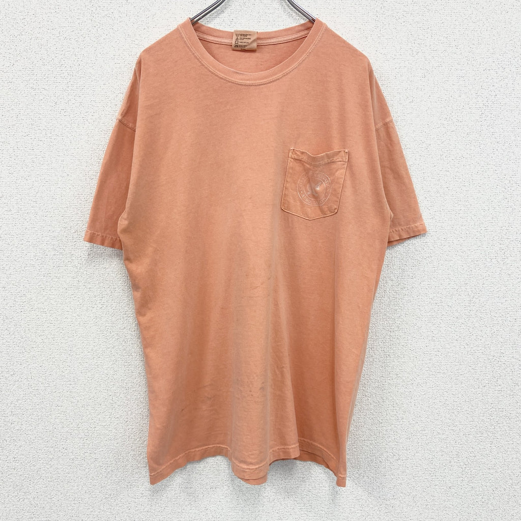 COMFORT COLORS　半袖プリントTシャツ　魚　カジュアルデザイン　レトロ　オレンジ　クルーネック　Lサイズ　古着