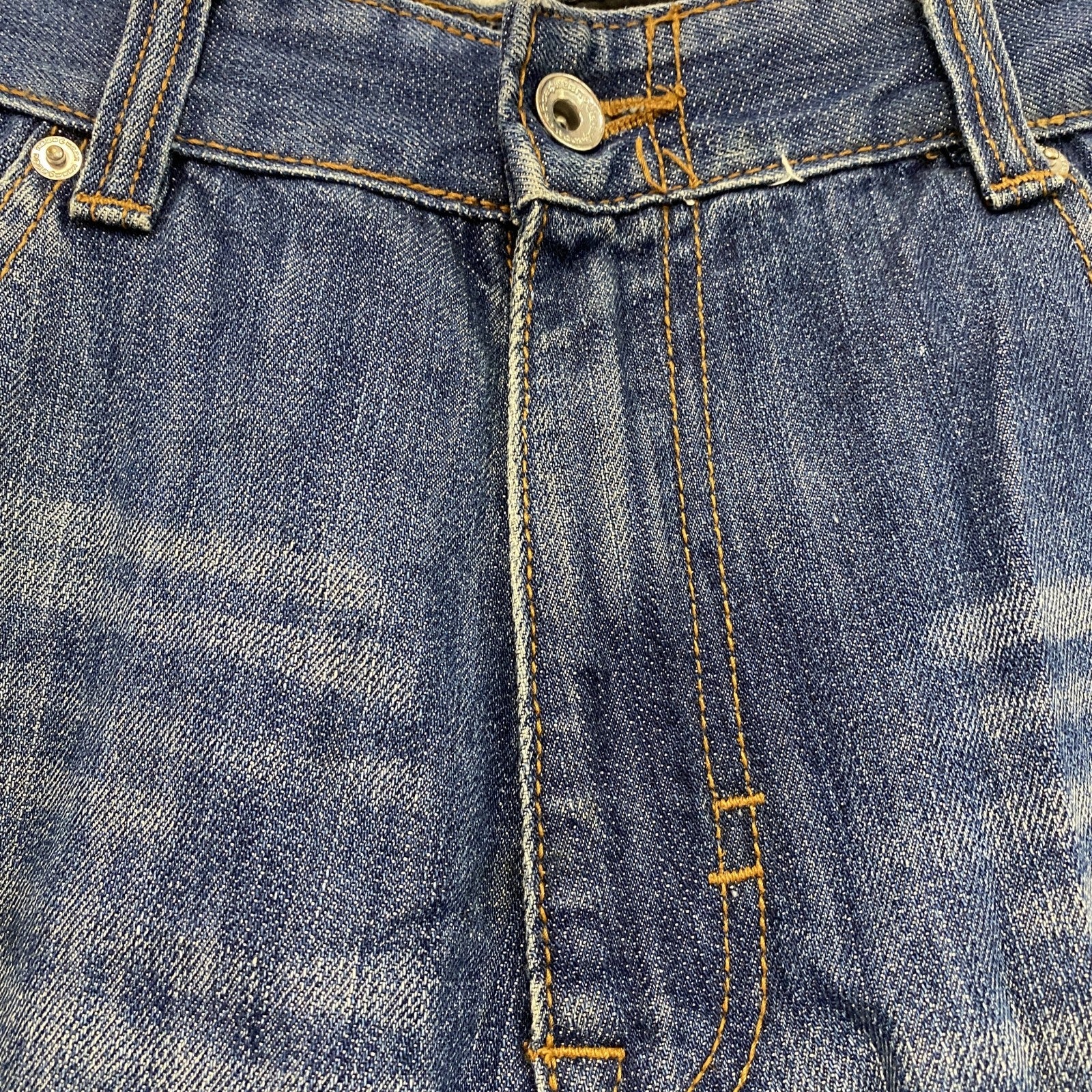 ROCAWEAR　ロカウェア　デニムハーフパンツ/ショートパンツ　縦落ち　鬼ヒゲ　フェード　ワッペン　インディゴ　38サイズ　古着