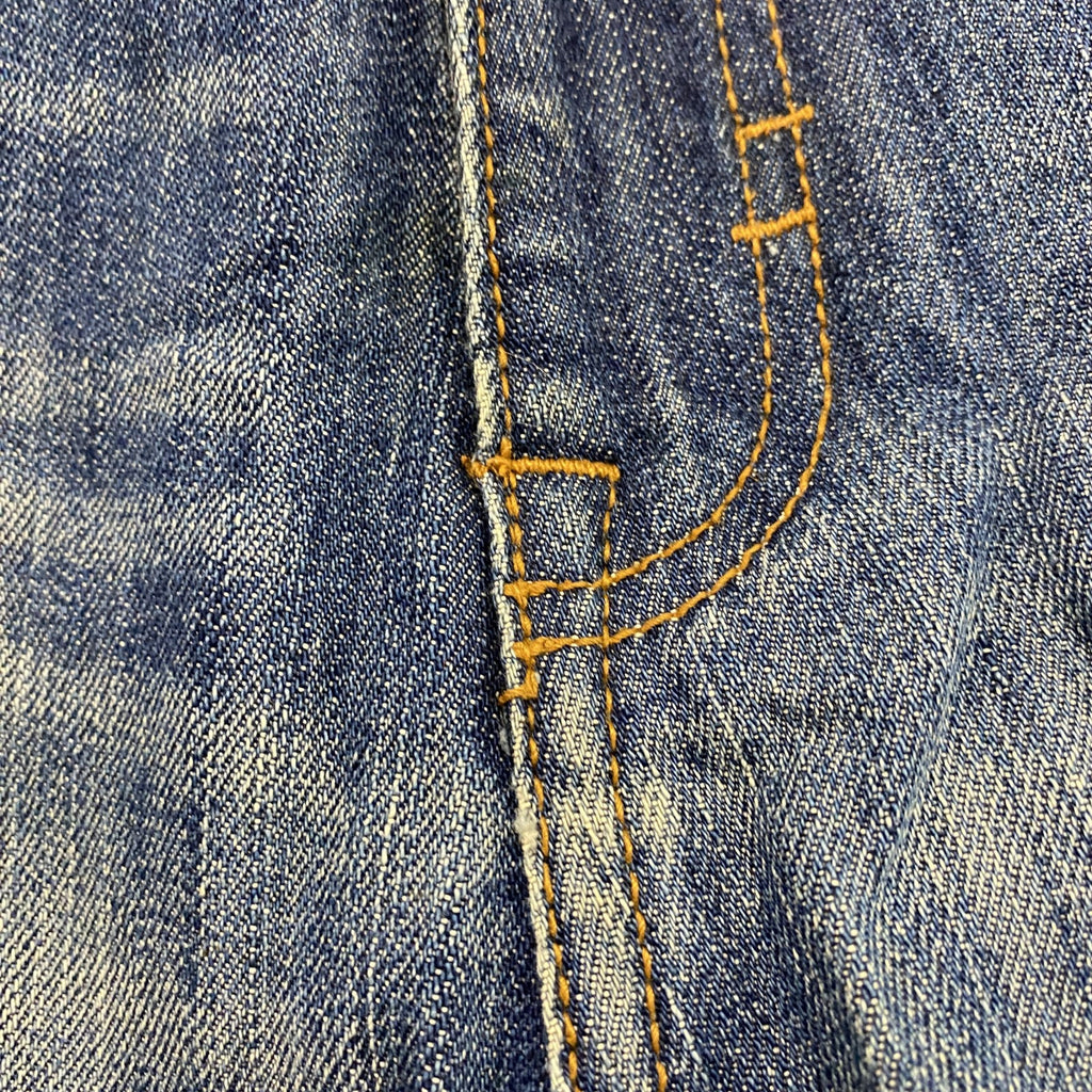 ROCAWEAR　ロカウェア　デニムハーフパンツ/ショートパンツ　縦落ち　鬼ヒゲ　フェード　ワッペン　インディゴ　38サイズ　古着