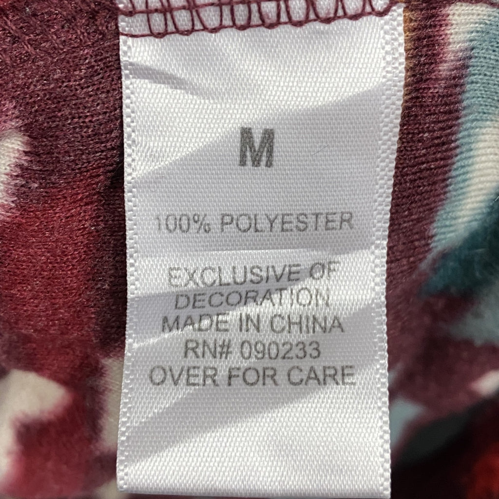 PACSUN　ハーフジップフリースプルオーバージャケット　総柄　ワインレッド　Mサイズ　古着