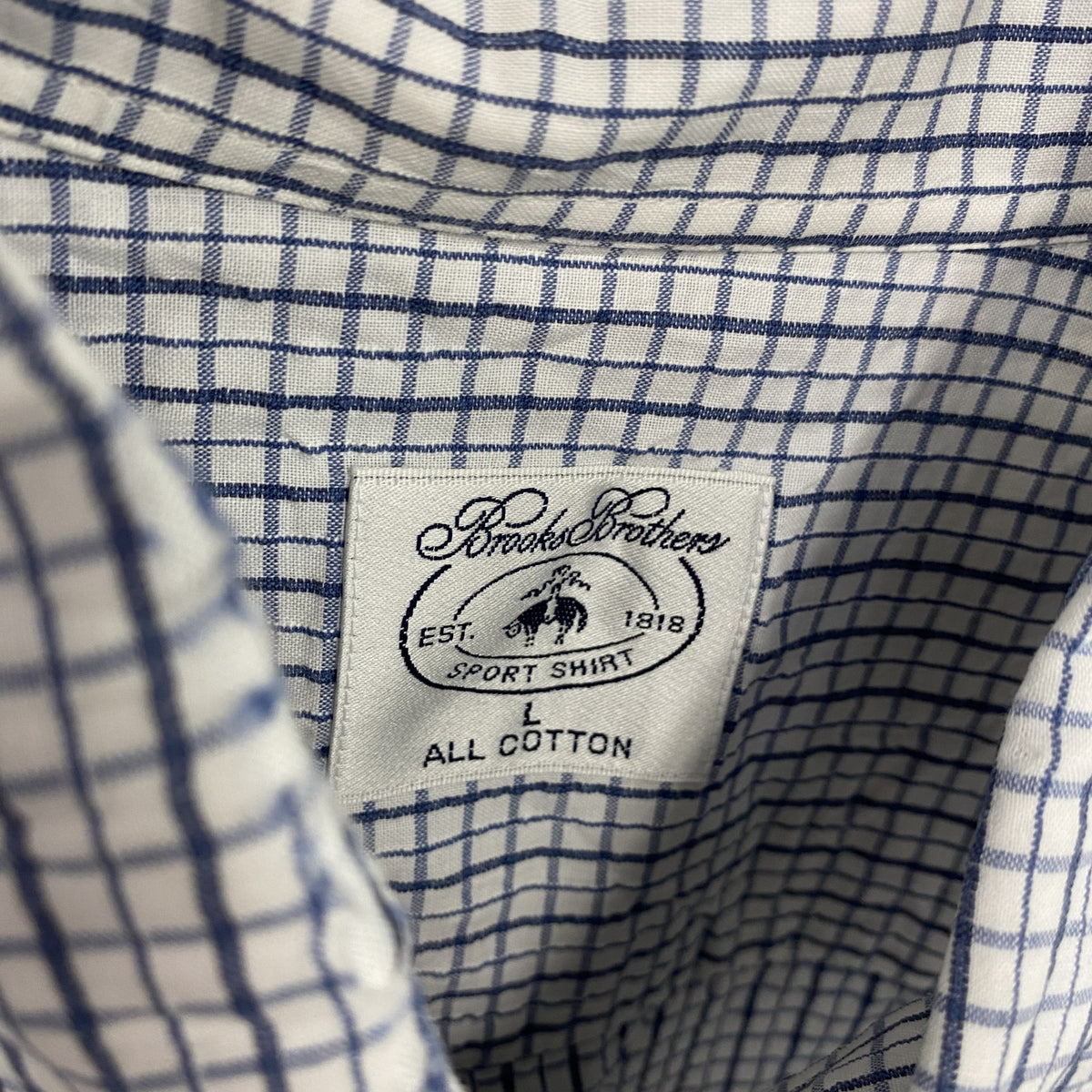 Brooks Brothers　ブルックスブラザーズ　半袖ボタンダウンシャツ　チェック柄　白　ホワイト　Lサイズ　古着
