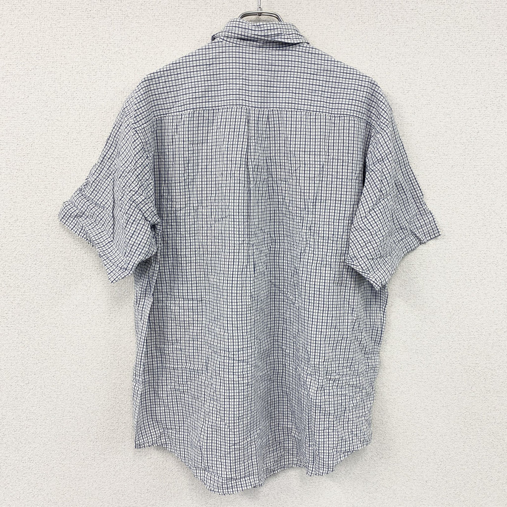 Brooks Brothers　ブルックスブラザーズ　半袖ボタンダウンシャツ　チェック柄　白　ホワイト　Lサイズ　古着