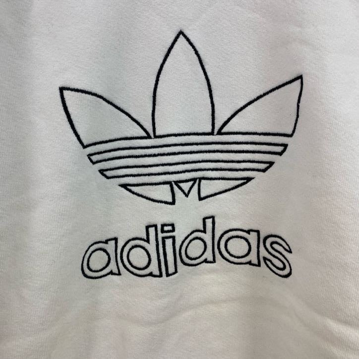 80s～　adidas　アディダス　スウェット/トレーナー　ラグランスリーブ　トレフォイルロゴ　刺繍ロゴ　白　ホワイト　Mサイズ　　ヴィンテージ　古着