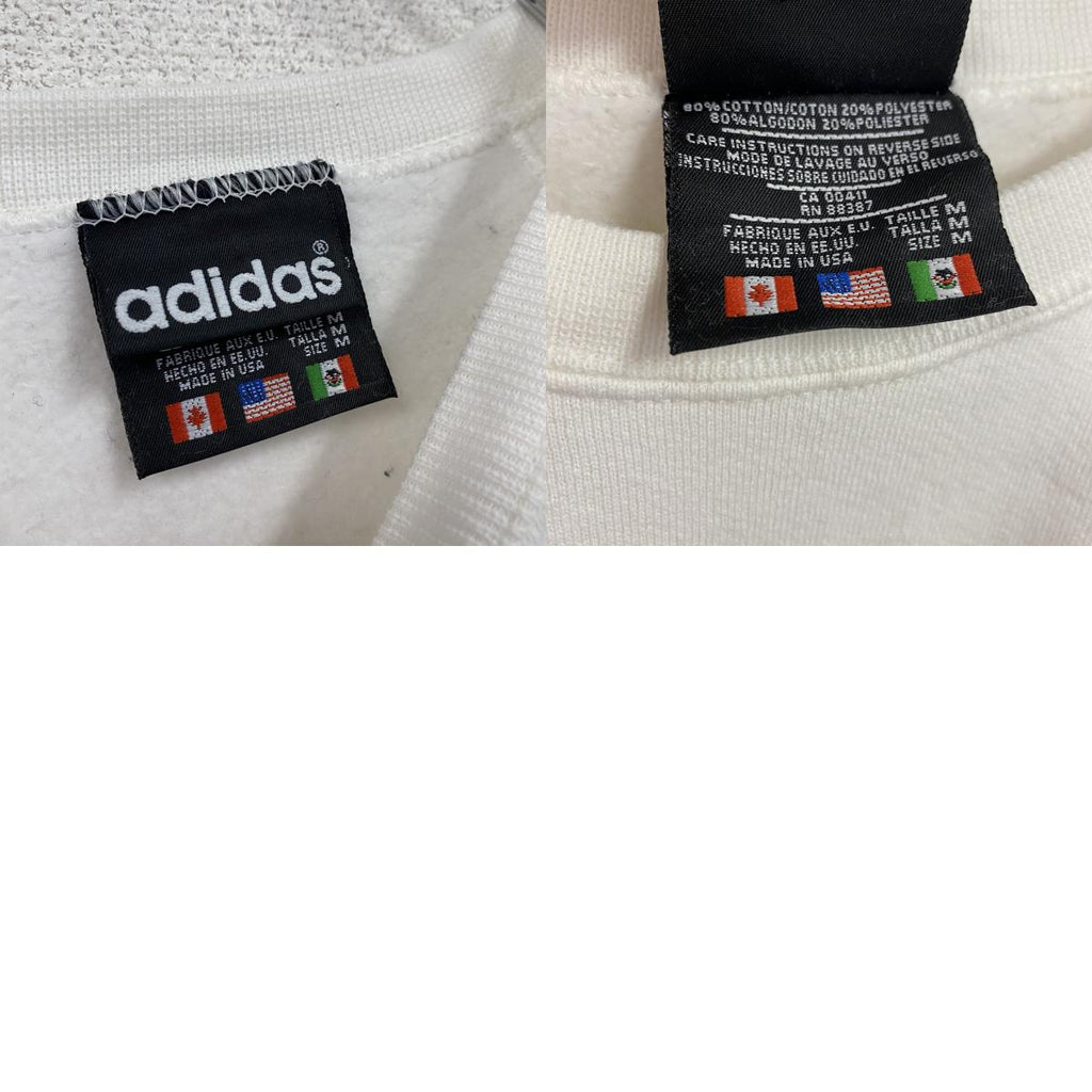 80s～　adidas　アディダス　スウェット/トレーナー　ラグランスリーブ　トレフォイルロゴ　刺繍ロゴ　白　ホワイト　Mサイズ　　ヴィンテージ　古着