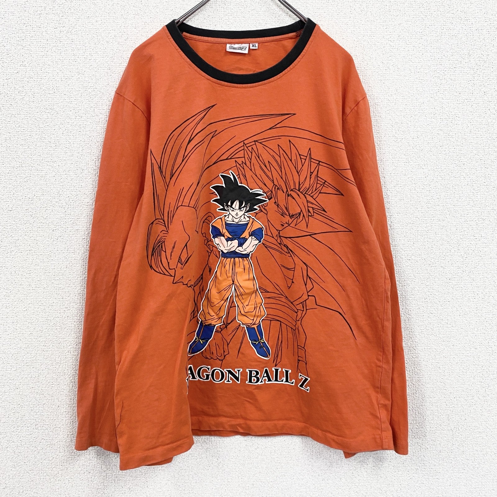 DRAGONBALL　ドラゴンボール　孫悟空　長袖Tシャツ/ロンT　アニメT　リンガーT　オレンジ　XLサイズ　古着