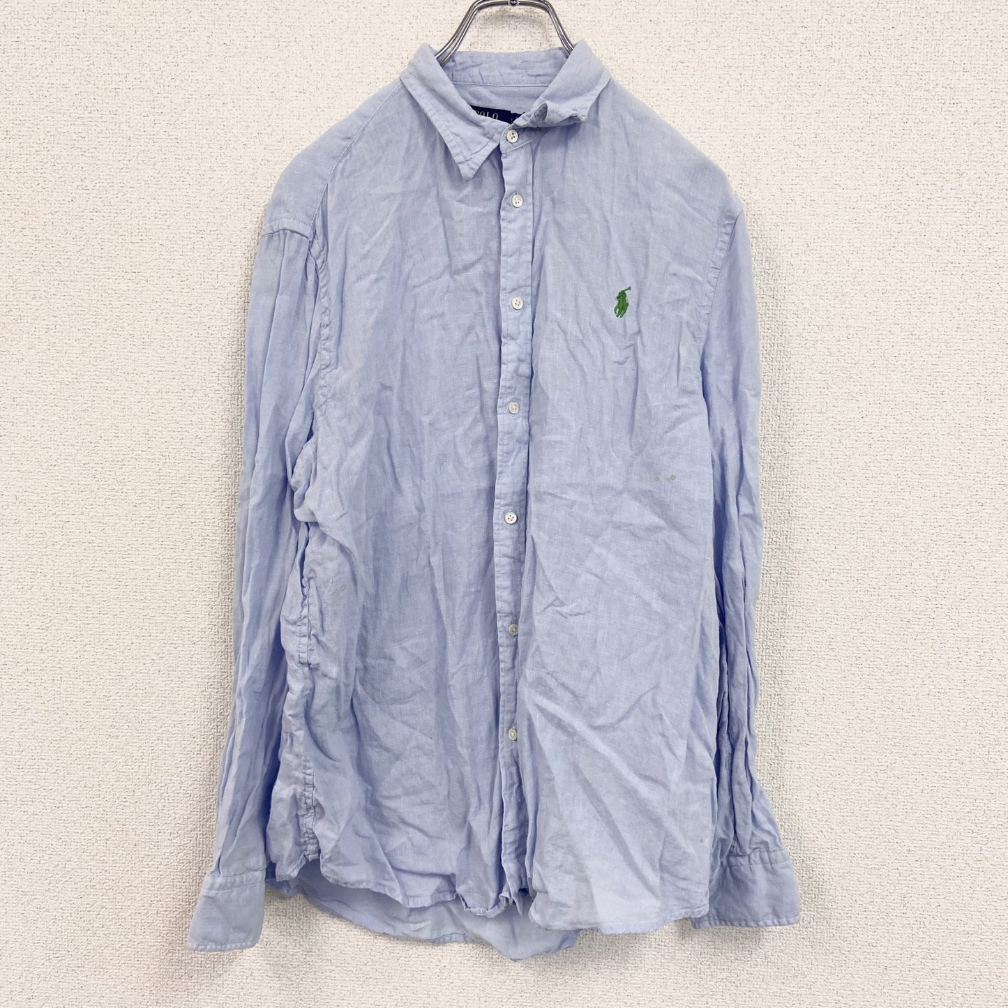 Polo Ralph Lauren　ポロラルフローレン　RELAXED FIT　長袖リネンシャツ　ブルー　Lサイズ