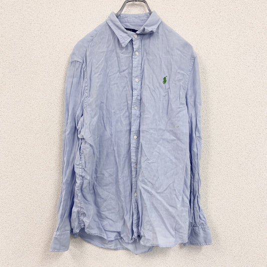 Polo Ralph Lauren　ポロラルフローレン　RELAXED FIT　長袖リネンシャツ　ブルー　Lサイズ