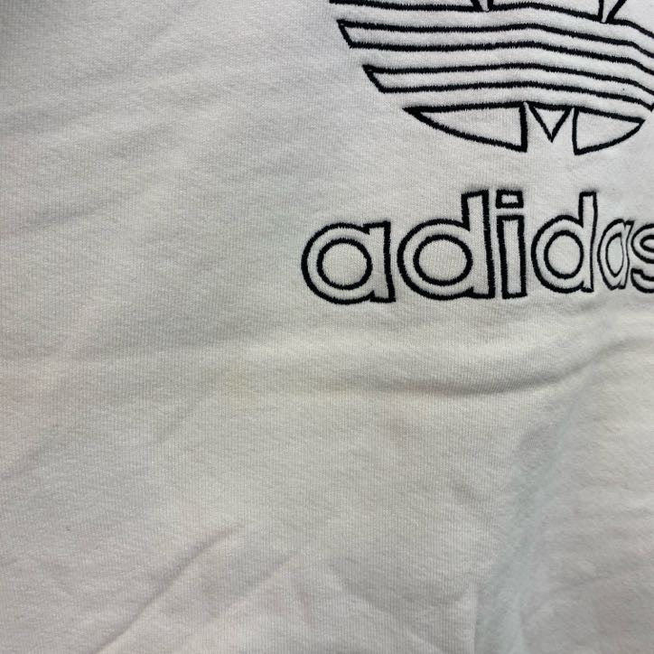 80s～　adidas　アディダス　スウェット/トレーナー　ラグランスリーブ　トレフォイルロゴ　刺繍ロゴ　白　ホワイト　Mサイズ　　ヴィンテージ　古着