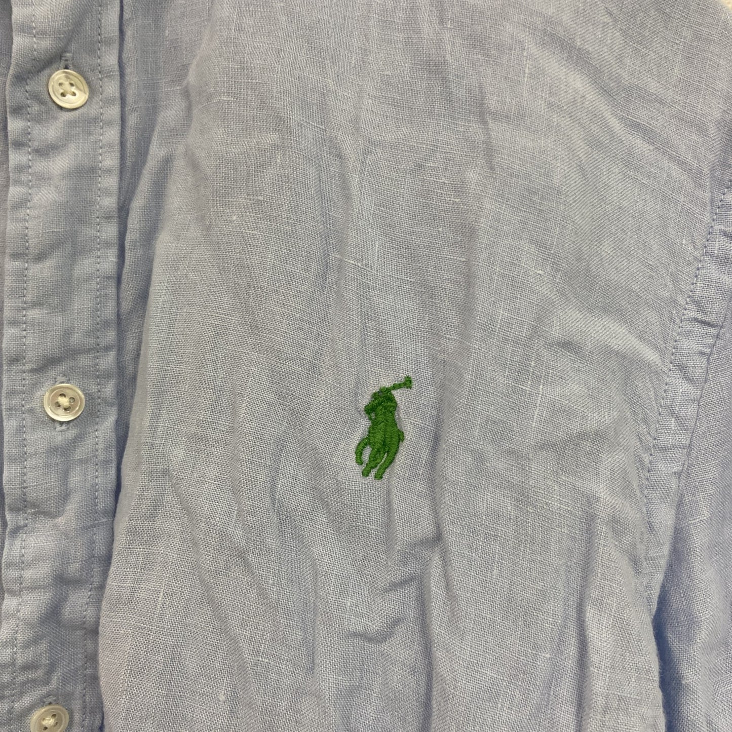 Polo Ralph Lauren　ポロラルフローレン　RELAXED FIT　長袖リネンシャツ　ブルー　Lサイズ