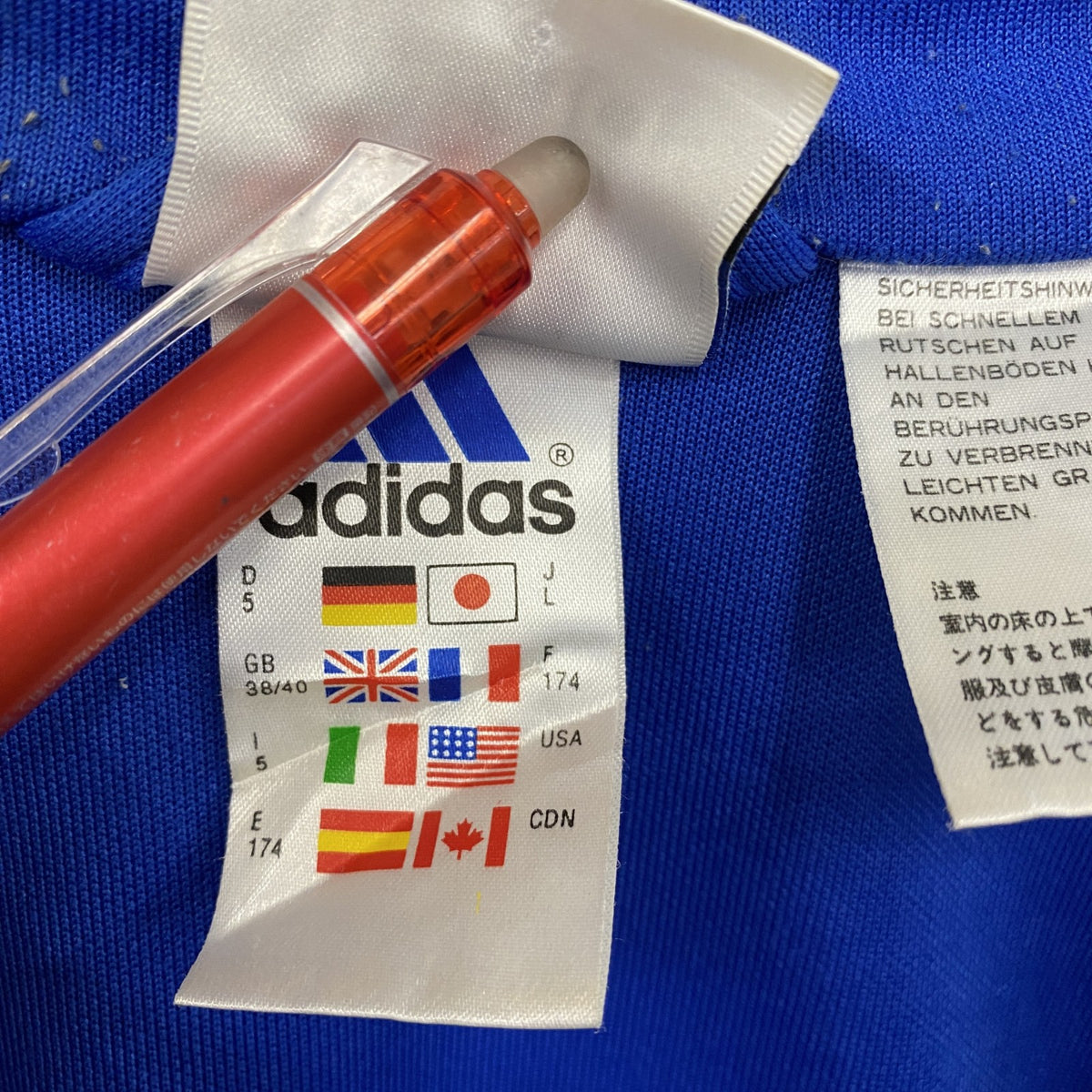90s～　adidas　アディダス　トラックジャケット/ジャージ　ヴィンテージ　青　ブルー　Lサイズ　古着