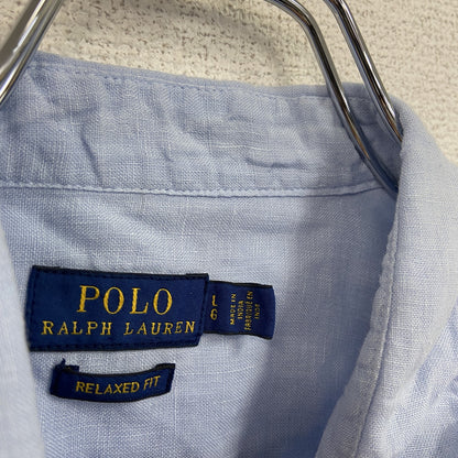 Polo Ralph Lauren　ポロラルフローレン　RELAXED FIT　長袖リネンシャツ　ブルー　Lサイズ