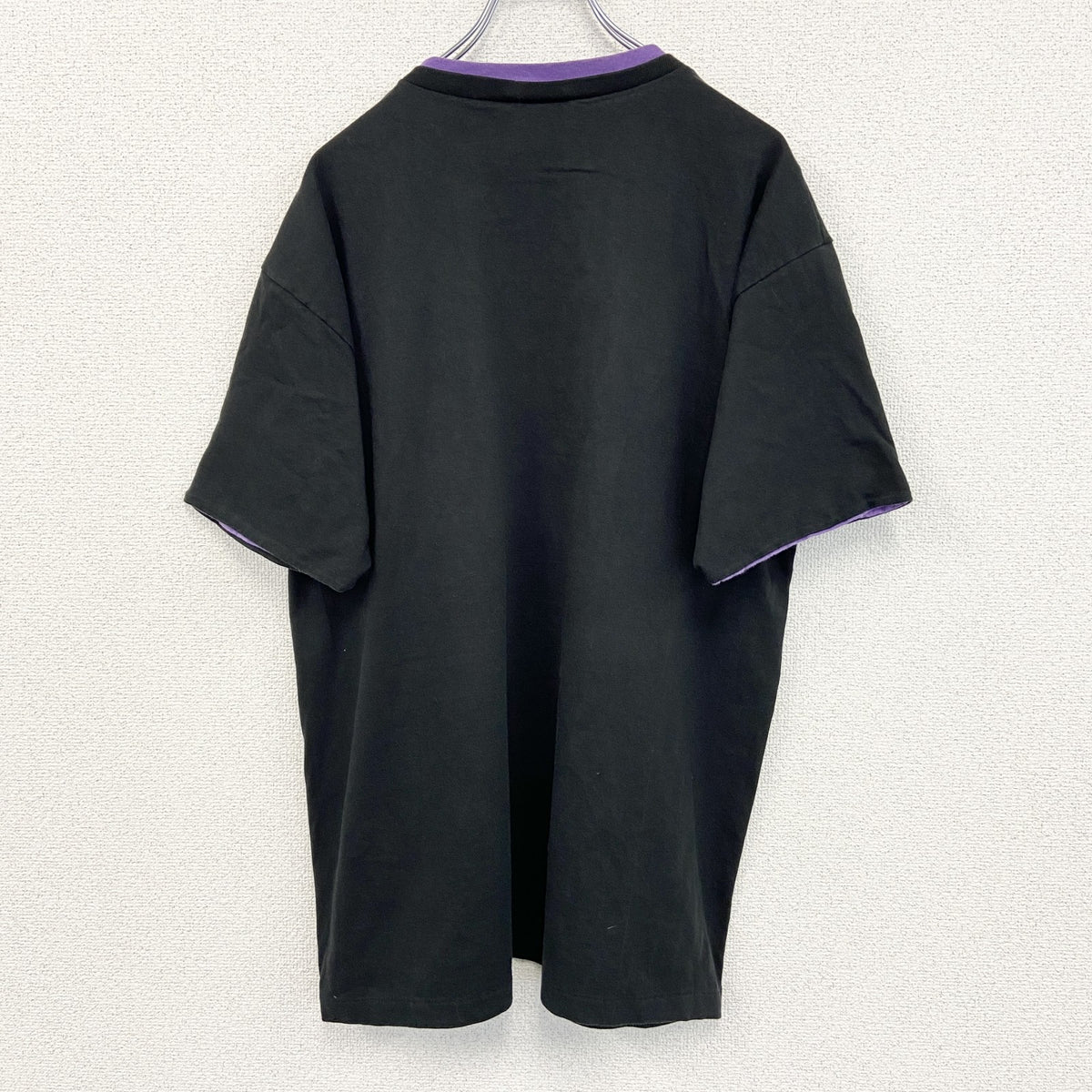 90s　anvil アンヴィル　半袖刺繍デザインTシャツ　ローズ　薔薇　ヴィンテージ　黒　ブラック　XLサイズ　古着