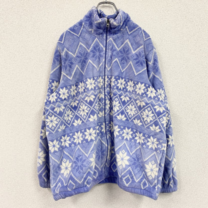 BLAIR　フルジップフリースジャケット　総柄　青　ブルー　Lサイズ