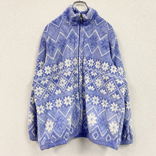 BLAIR　フルジップフリースジャケット　総柄　青　ブルー　Lサイズ