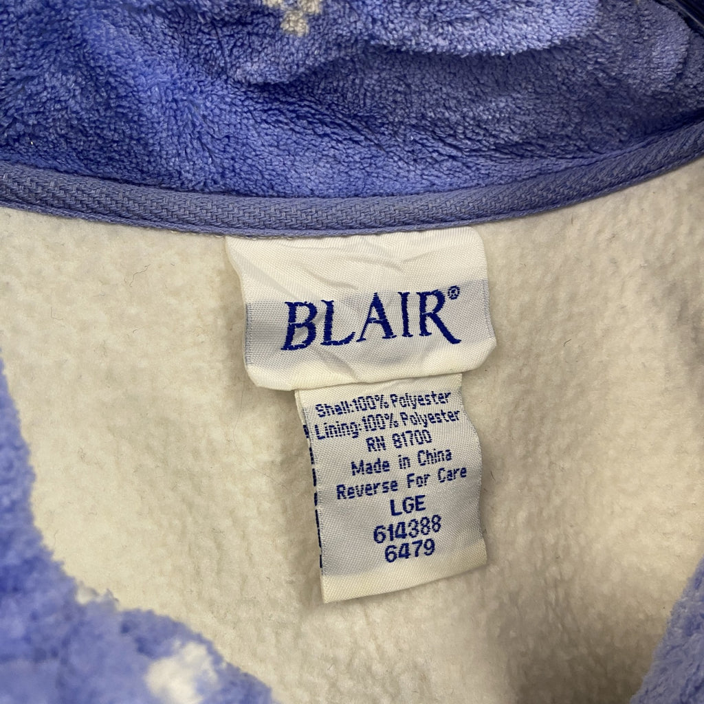BLAIR　フルジップフリースジャケット　総柄　青　ブルー　Lサイズ　古着
