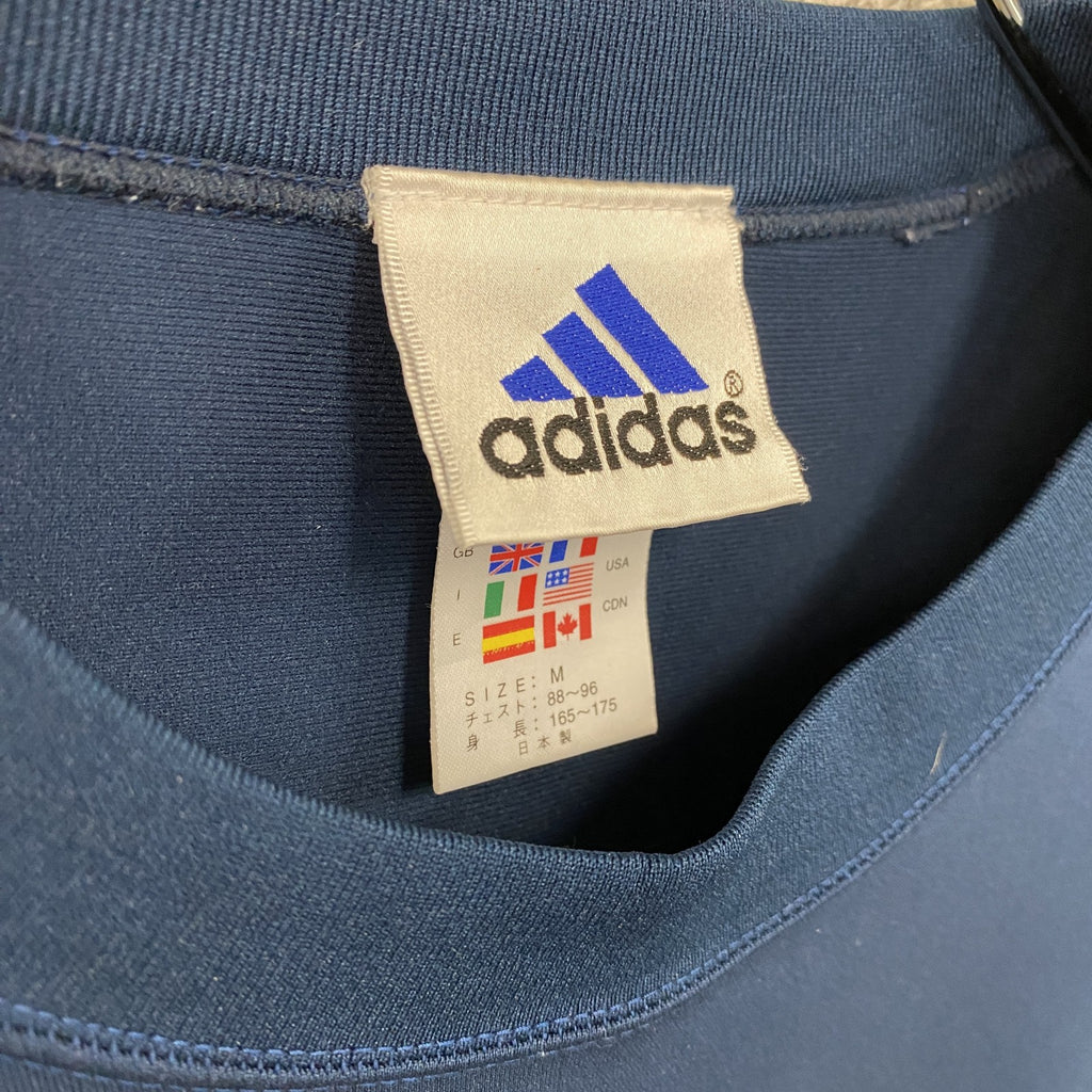 adidas　アディダス　長袖プリントTシャツ/ロンT　紺　ネイビー　Mサイズ カットソー メンズ ポリエステル 古着