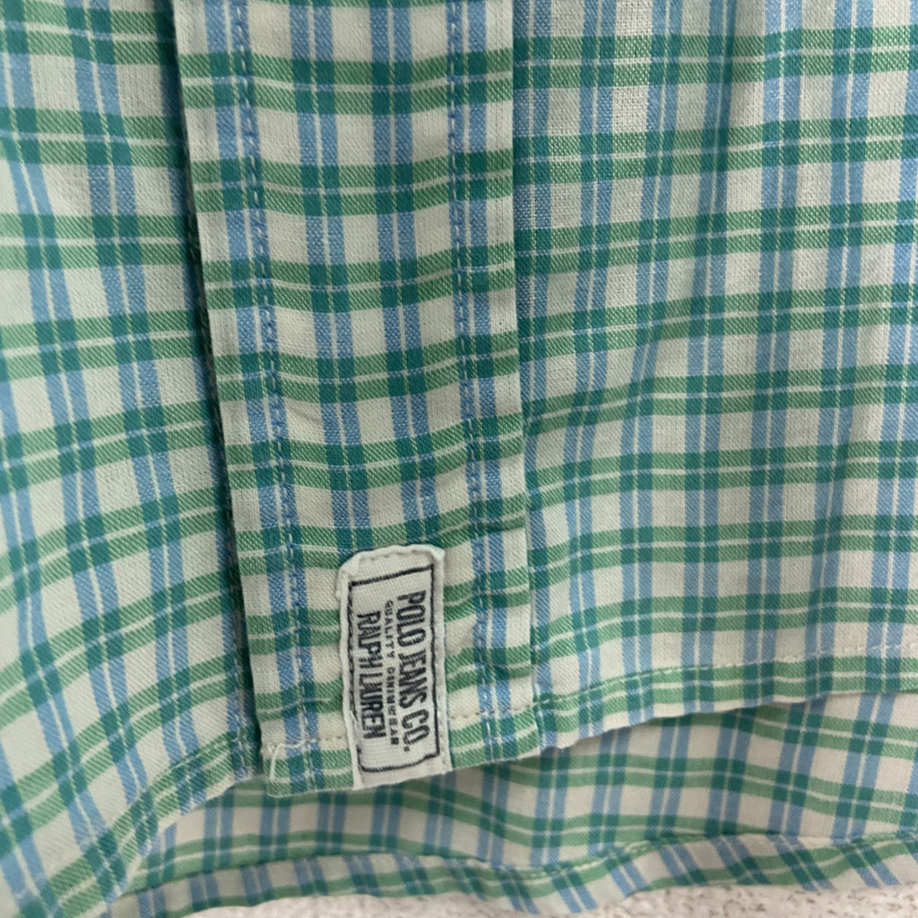 POLO JEANS COMPANY　ポロジーンズ　ラルフローレン　半袖チェックシャツ　緑　グリーン　XLサイズ　古着