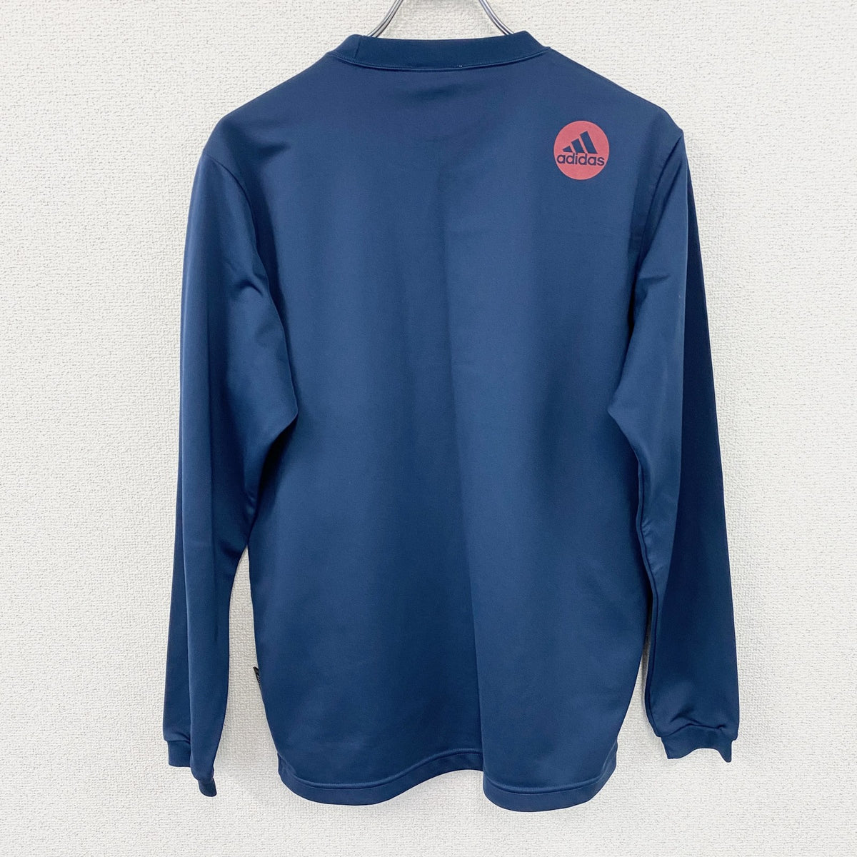 adidas　アディダス　長袖プリントTシャツ/ロンT　紺　ネイビー　Mサイズ カットソー メンズ ポリエステル 古着
