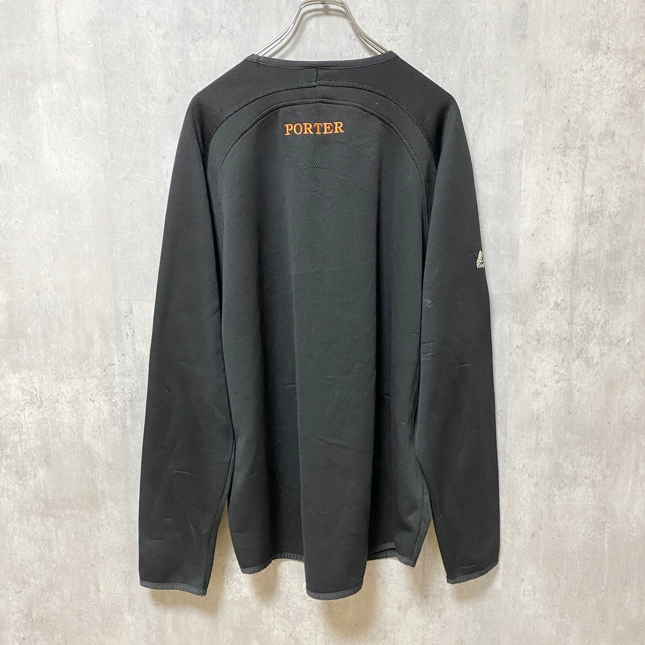 Majestic　マジェスティック　長袖ロゴ刺繍スウェット　トレーナー　PORTER　黒　ブラック　XLサイズ　古着