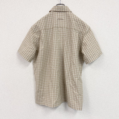 L.L.Bean　エルエルビーン　半袖プルオーバーシャツ　ハーフジップ　チェック柄　ベージュ　Mサイズ