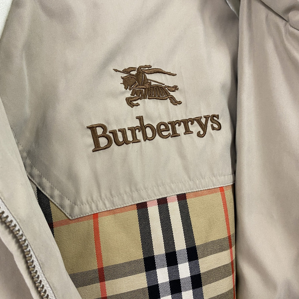 Burberrys　バーバリー　フルジップ中綿ジャケット　ノバチェック　ラグランスリーブ　ハの字ポケット　刺繍ロゴ　ベージュ　古着