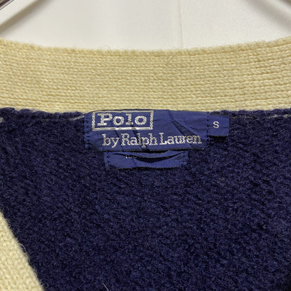 古着 used　Polo by Ralph Lauren　長袖ワンポイント刺繍カーディガン　ニット　ネイビー　Sサイズ