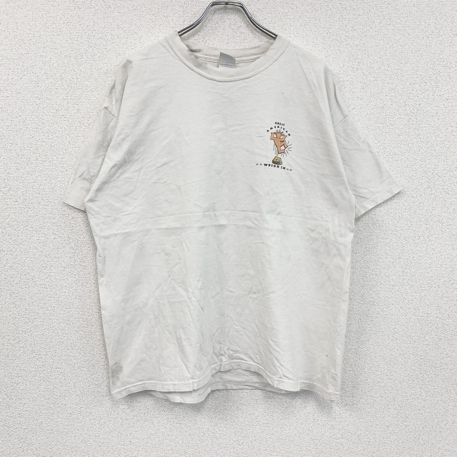 00s　GILDAN　ギルダン　半袖両面プリントTシャツ　Weight Watchers　企業ロゴ　白　ホワイト　XLサイズ　古着