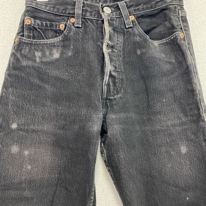 Levi's　リーバイス　501　スキニーブラックデニムパンツ/ジーンズ　ジップフライ　フェード　インディゴ　W27サイズ　古着