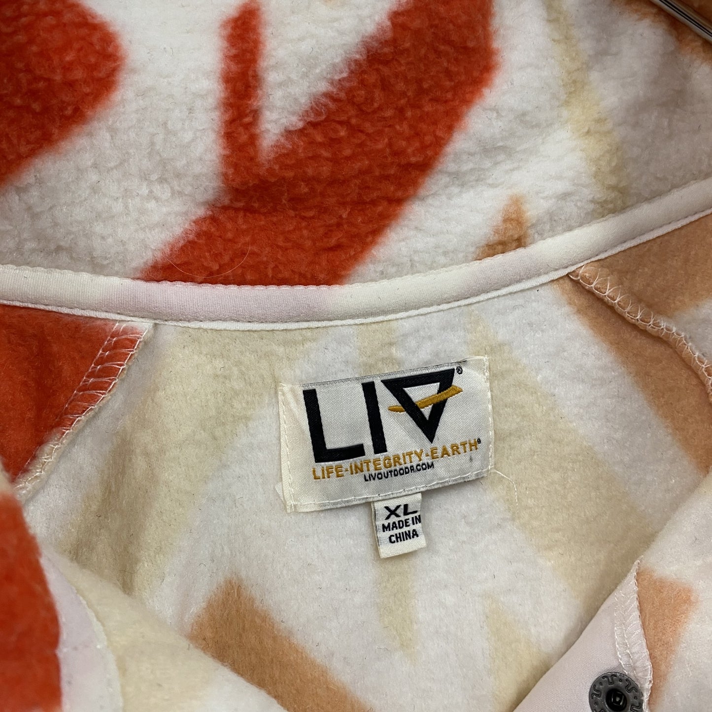 LIV　フリースジャケット　総柄　ベージュ　XLサイズ