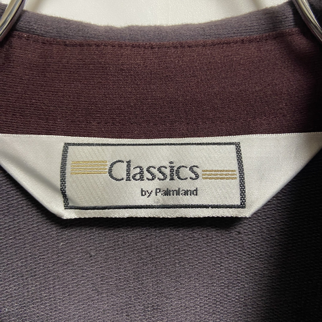 Classics　長袖ハーフボタンスウェット　襟付きトレーナー　ライン　マルチカラー　Lサイズ　古着