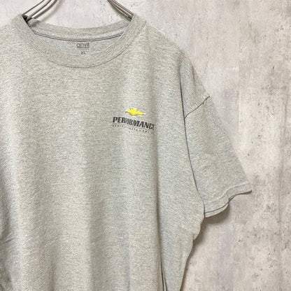 古着 used　anvil　アンヴィル　半袖プリントTシャツ　バックプリント　シボレー　車　グレー　オーバーサイズ　XLサイズ