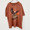 ATLAS FOR MEN　半袖プリントTシャツ　鷹　カジュアルデザイン　オレンジ　クルーネック　XXLサイズ　古着