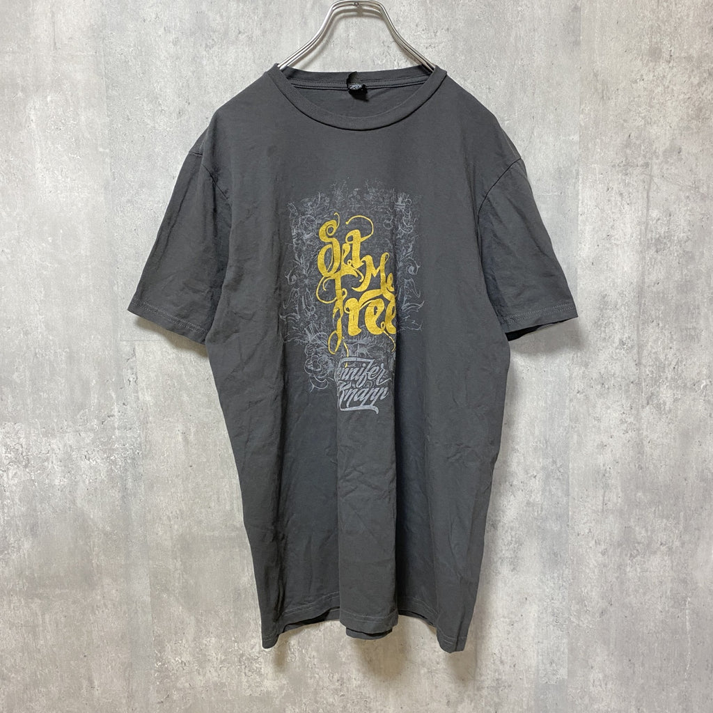 THE CONCERT TEE　半袖プリントTシャツ　クルーネック　チャコールグレー　レトロデザイン　Lサイズ　　　古着