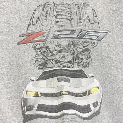 古着 used　anvil　アンヴィル　半袖プリントTシャツ　バックプリント　シボレー　車　グレー　オーバーサイズ　XLサイズ