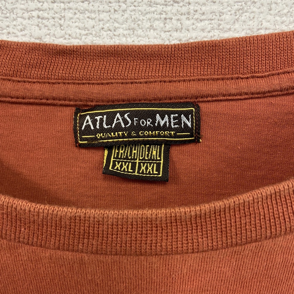 ATLAS FOR MEN　半袖プリントTシャツ　鷹　カジュアルデザイン　オレンジ　クルーネック　XXLサイズ　古着