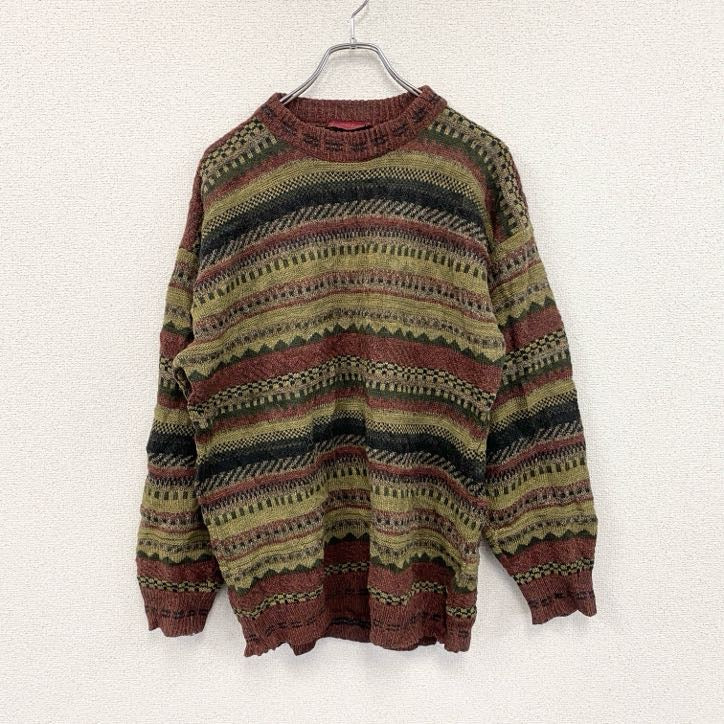 BURTON　アルパカ混アクリルニットセーター　総柄　マルチカラー　Mサイズ　古着
