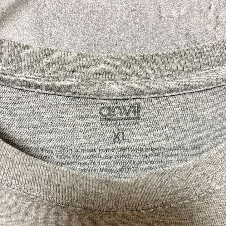 古着 used　anvil　アンヴィル　半袖プリントTシャツ　バックプリント　シボレー　車　グレー　オーバーサイズ　XLサイズ