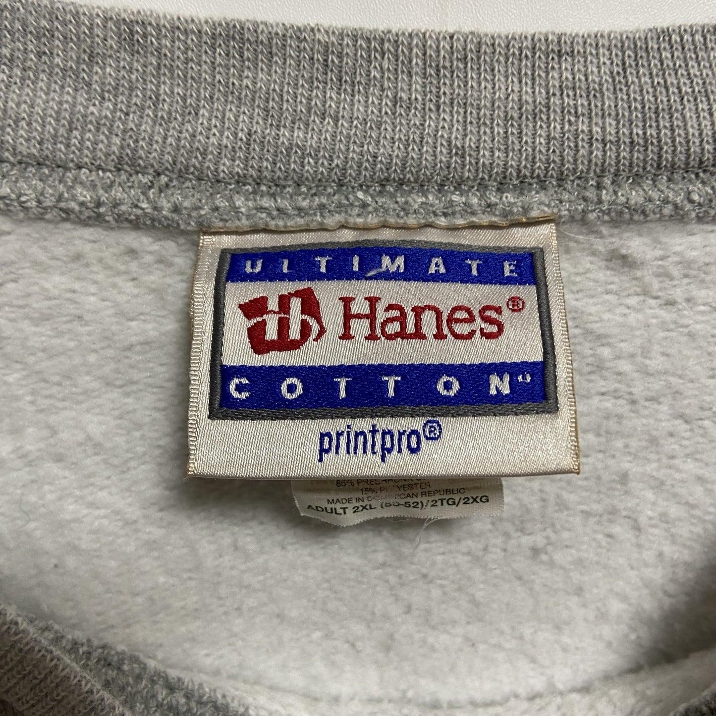 古着 used　Hanes ヘインズ　90s　長袖プリントスウェット　トレーナー　グレー　灰色　ビックシルエット　XLサイズ