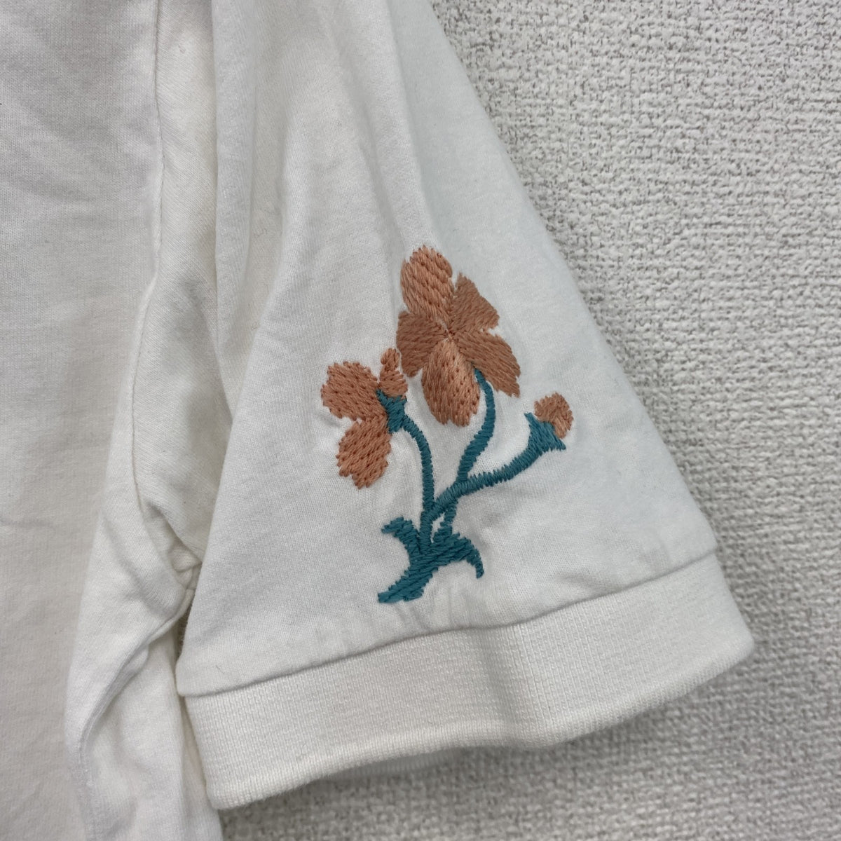 CANTERBURY　カンタベリー　半袖ポロシャツ　刺繍ロゴ　花柄　白　ホワイト　Mサイズ　古着