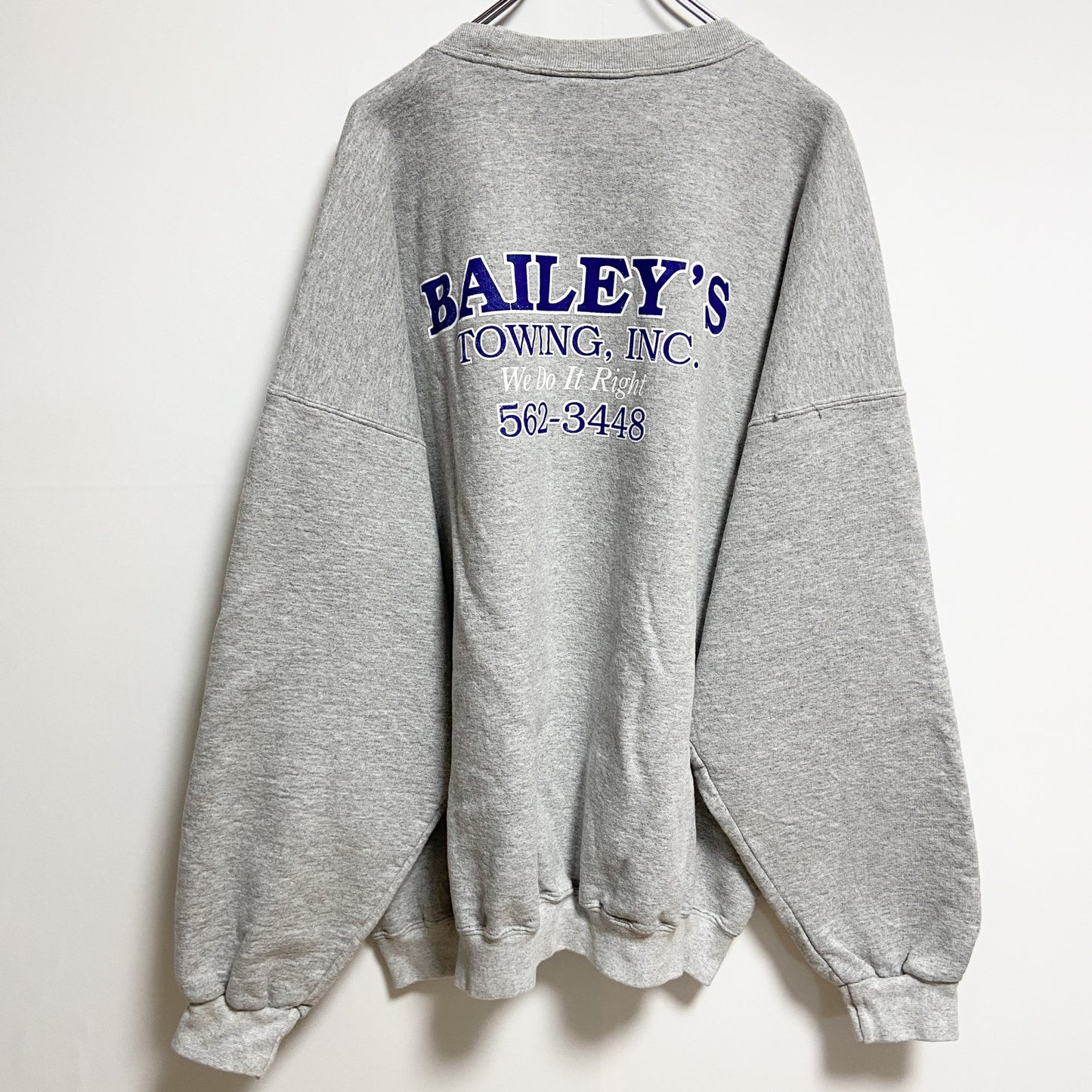 古着 used　Hanes ヘインズ　90s　長袖プリントスウェット　トレーナー　グレー　灰色　ビックシルエット　XLサイズ