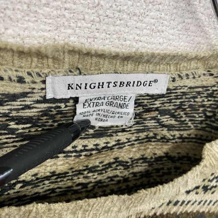～00s　KNIGHTSBRIDGE　アクリルニットセーター　ヴィンテージ　総柄　マルチカラー　XLサイズ　古着