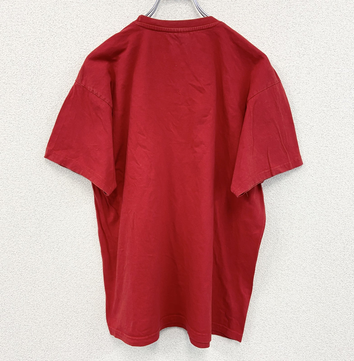 B&C ビー&シー　半袖プリントTシャツ　カジュアルデザイン　赤　レッド　クルーネック　レトロデザイン　Lサイズ　古着