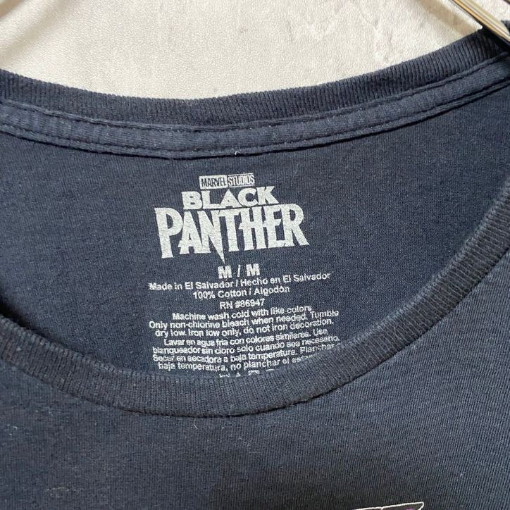 古着 used　BLACKPANTHER　ブラックパンサー　MARVEL　半袖プリントTシャツ　クルーネック　ブラック　Mサイズ