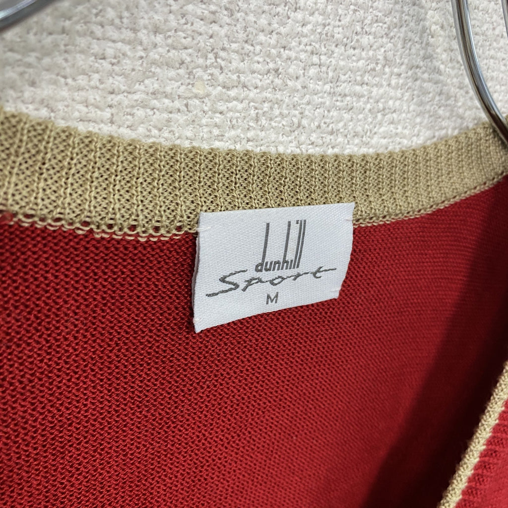 dunhill Sport　ダンヒル　デサント　ニットベスト　ボタンフライ　赤　レッド　Mサイズ　古着